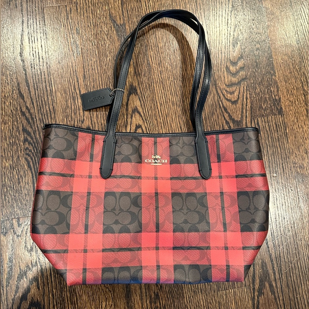 Brand New, Never Used Plaid Coach Purse